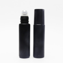 10ml black frosted glass roll on bottle with glass roller and black cap RO-274S